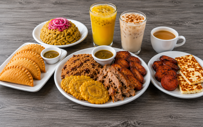 Dominican lunch plates, empanadas, and tropical drinks at The Dominican Spot in Lake Worth Beach