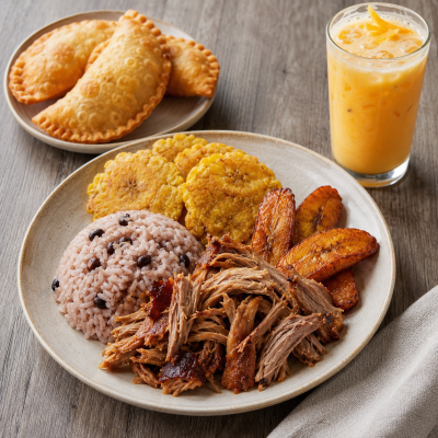 Pernil, moro, empanadas, and Morir Soñando at The Dominican Spot in Lake Worth Beach